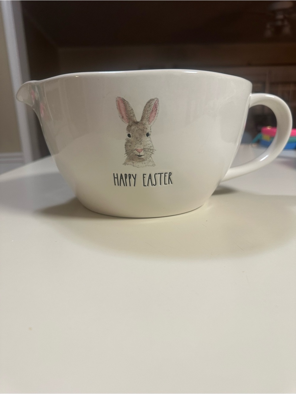 Rae Dunn White Ceramic Happy Easter Bunny Mixing Bowl